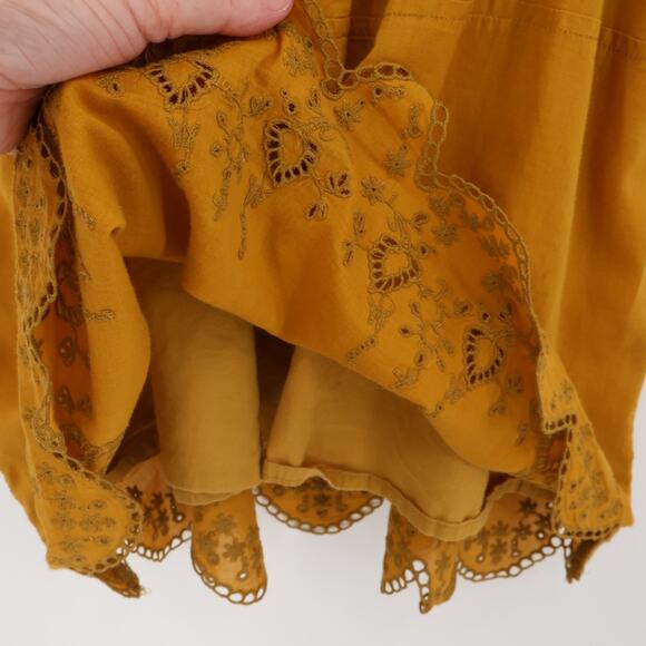 J.Crew Mustard Yellow Cami Top Boho Fairy Eyelet Cotton Summer Beachy Y2K Size 0 - Picture 6 of 8